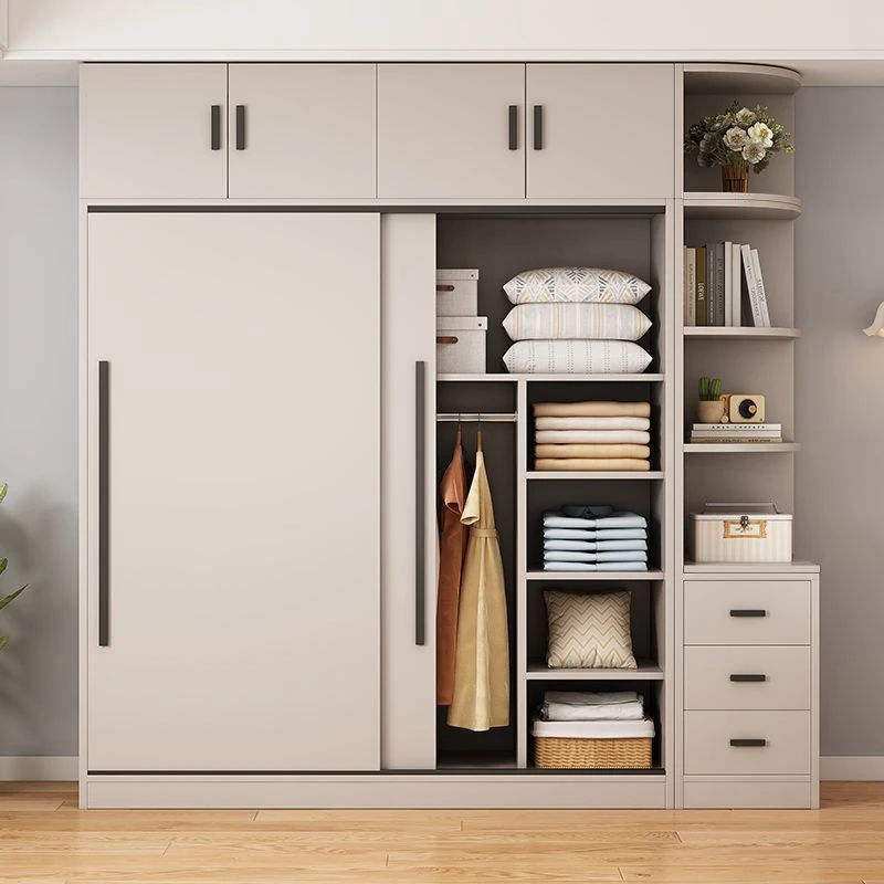 实木推拉门衣柜家用卧室出租房经济型简易柜子结实定制移门大衣橱