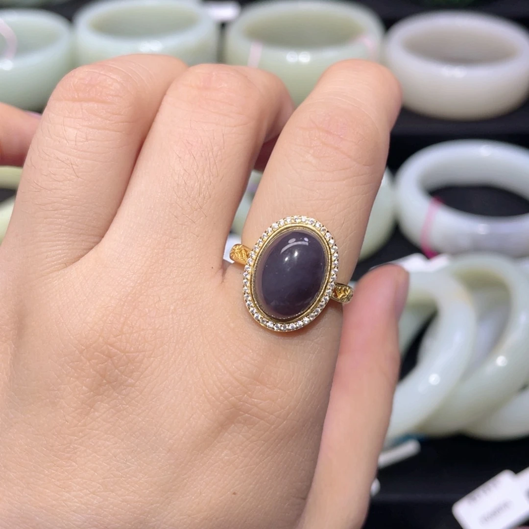 和田玉戒指银S925镶嵌