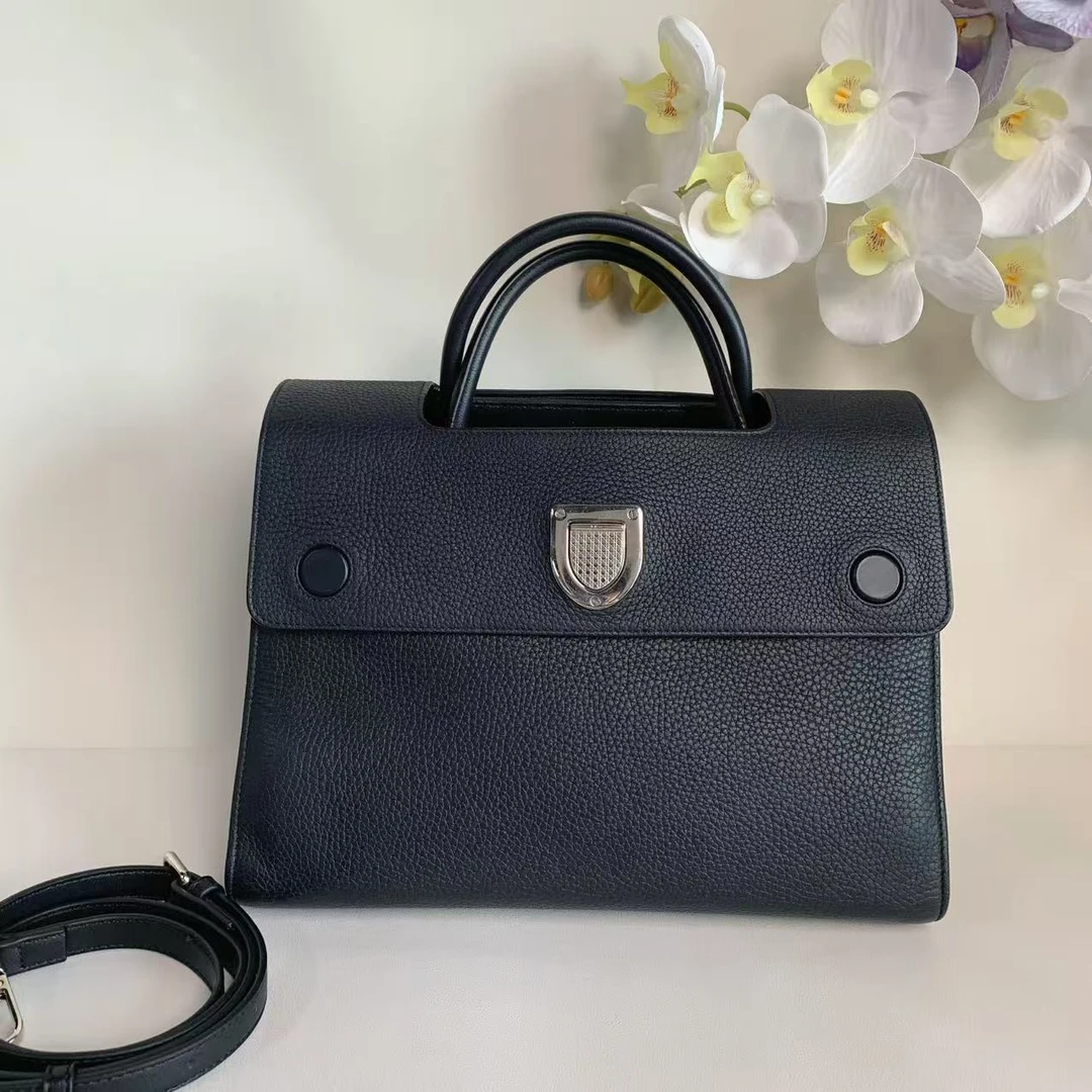 95新 DIOR/迪奥 【闲置】dior diorever 黑银荔枝皮手袋