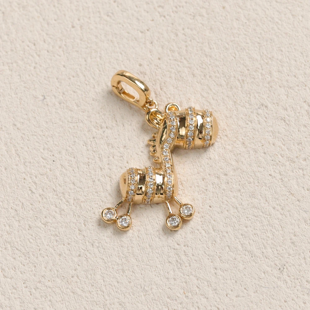【叭哒不惑】18K金18分钻石小马吊坠(整体 25.5x16.5mm)