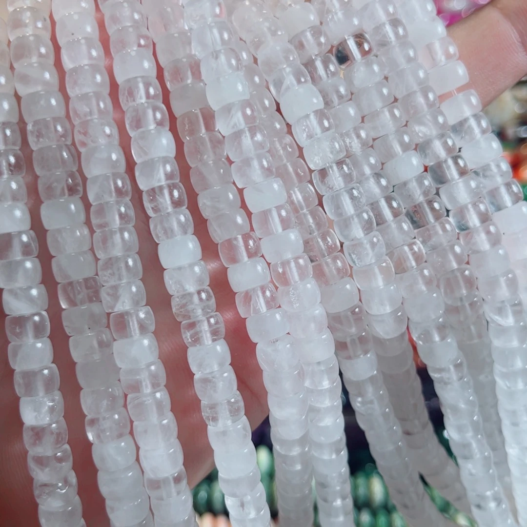 合金玛瑙/玉髓珠宝半成品白水晶剁珠一条7mm