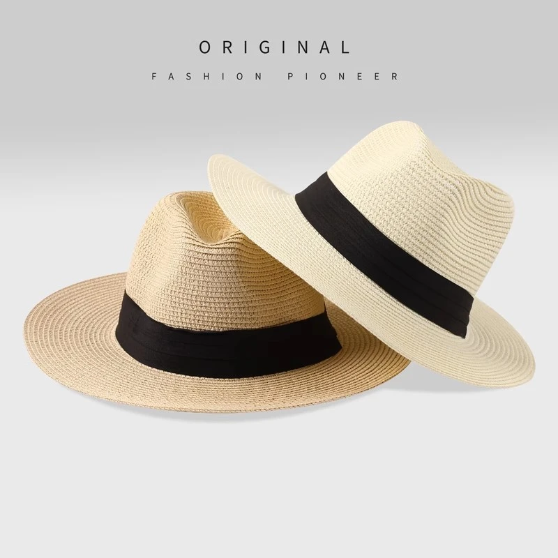 巴拿马草帽子男女士夏天旅游度假沙滩太阳帽户外遮阳防晒牛仔礼帽