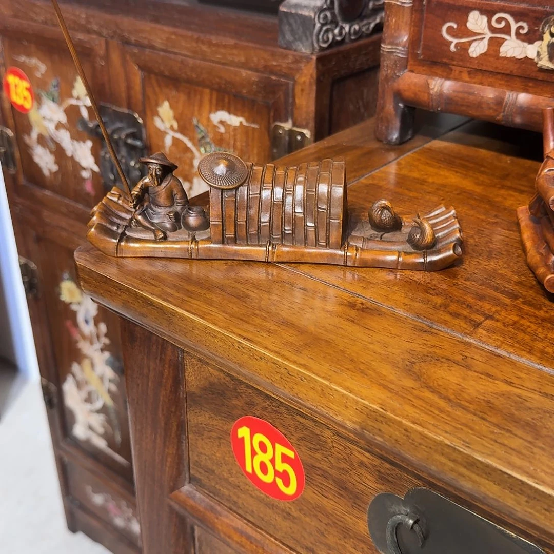 茶****木复古装饰摆件渔翁长19厘米