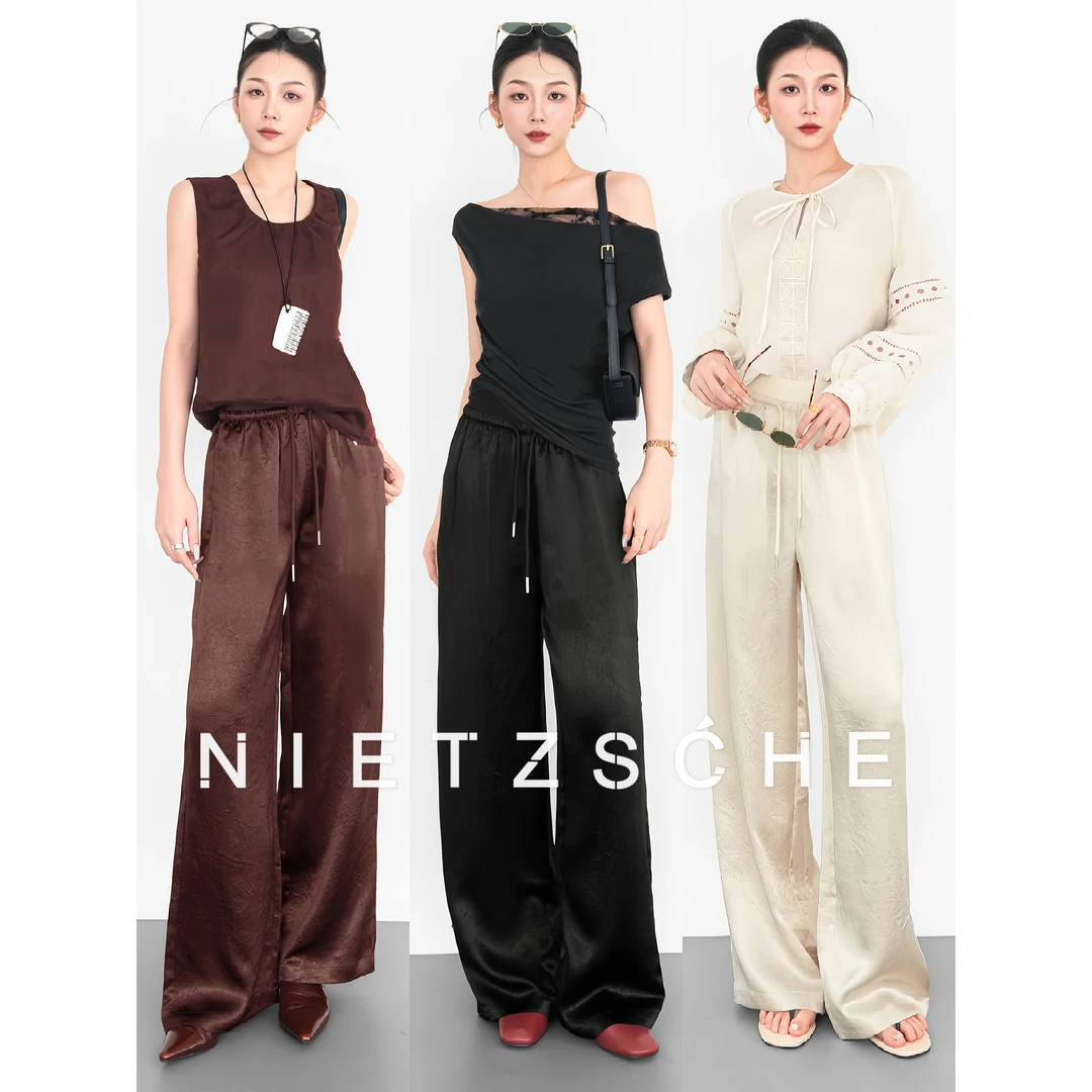 Nietzsche｜三宅醋酸裤｜1oo%厚醋酸 肌理空气感显瘦百搭长裤90063