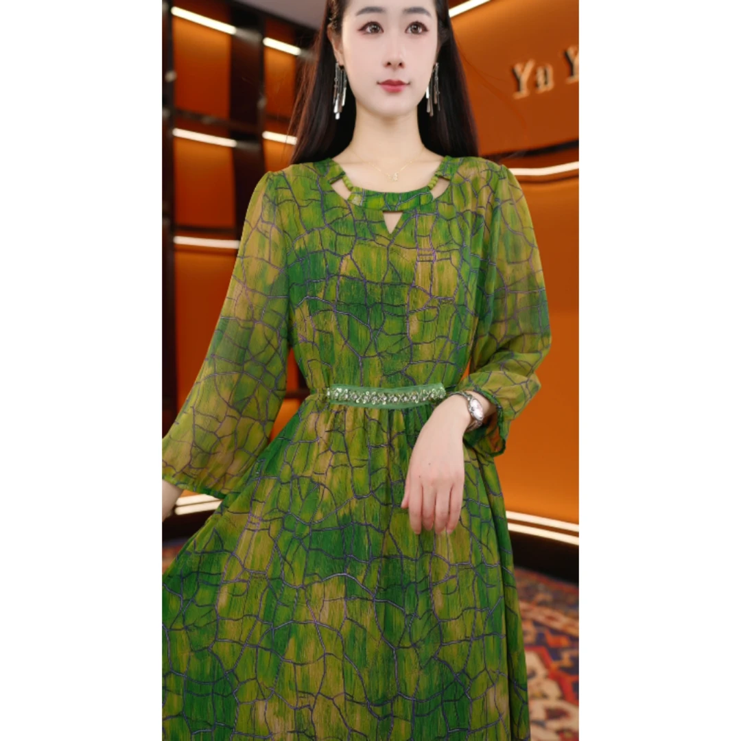 青萝织梦点高端连衣裙高贵新款夏季中年妈妈装法式中长款-琳琳