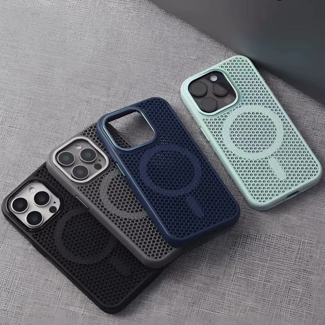 夏季透气蜂窝网适用苹果16手机壳15promax防摔12磁吸iPhone13/14