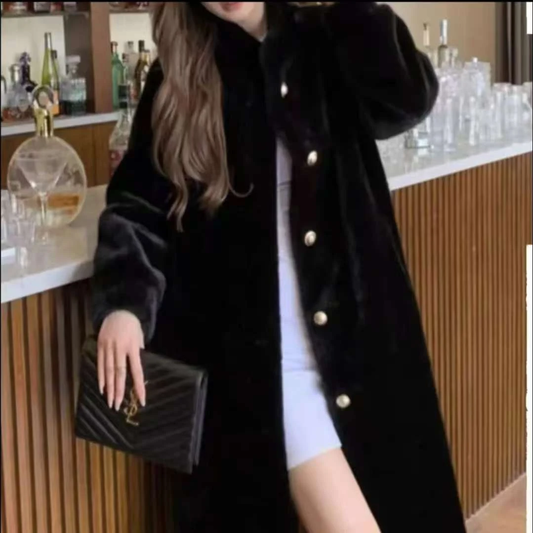 【江千千专属】2024冬季新款皮毛一体宽松长款毛毛外套宫廷风大衣