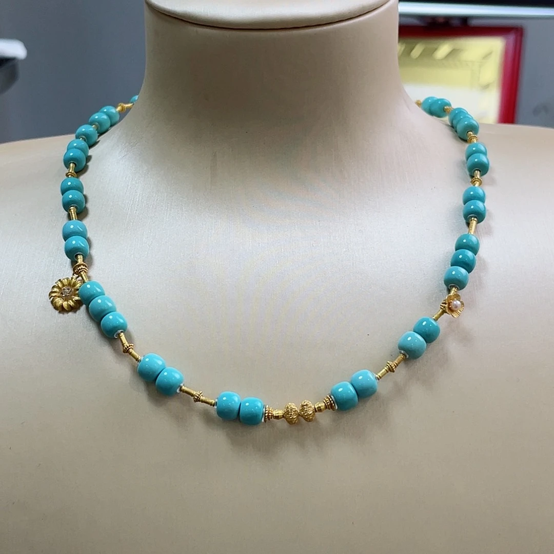 绿松石珠宝奇石18K金镶嵌