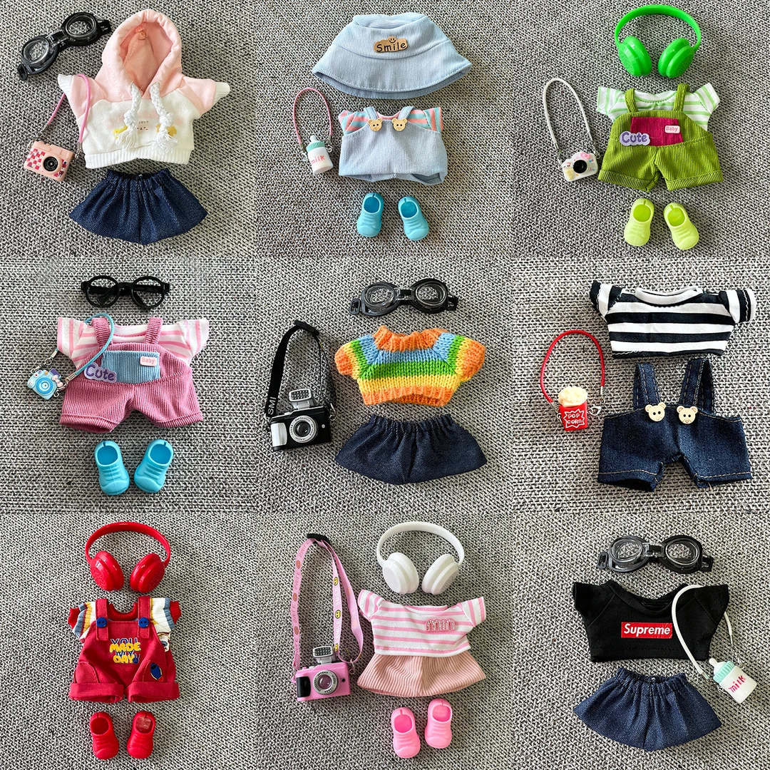 搪胶公仔潮流服装娃衣套装2025新款一代二代毛绒玩偶装扮儿童口罩