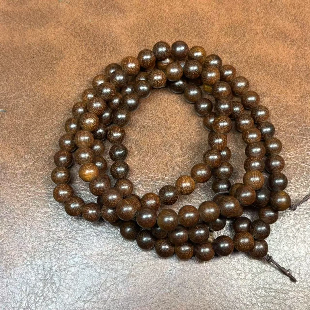 增香沉香木红土8mm108颗素圈高端手串