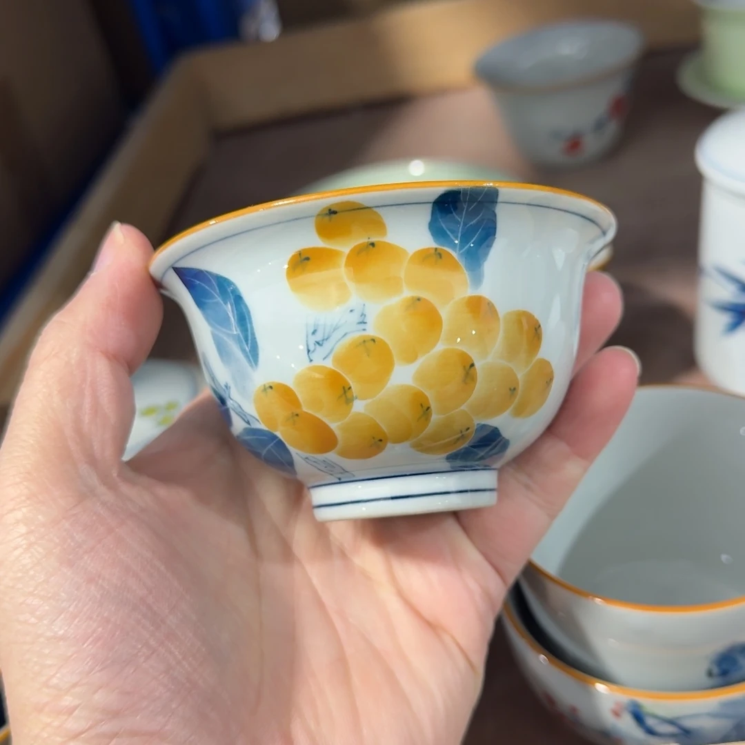 釉下手绘茶具微瑕