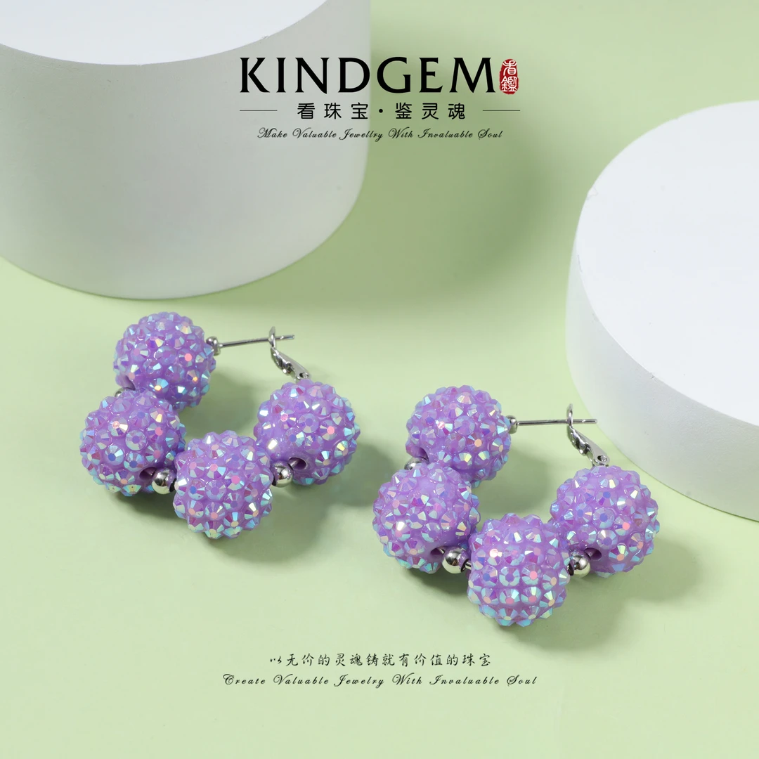 铜合金仿水晶耳饰 KindGem 个性设计款淡雅气质时尚耳环 C-42468