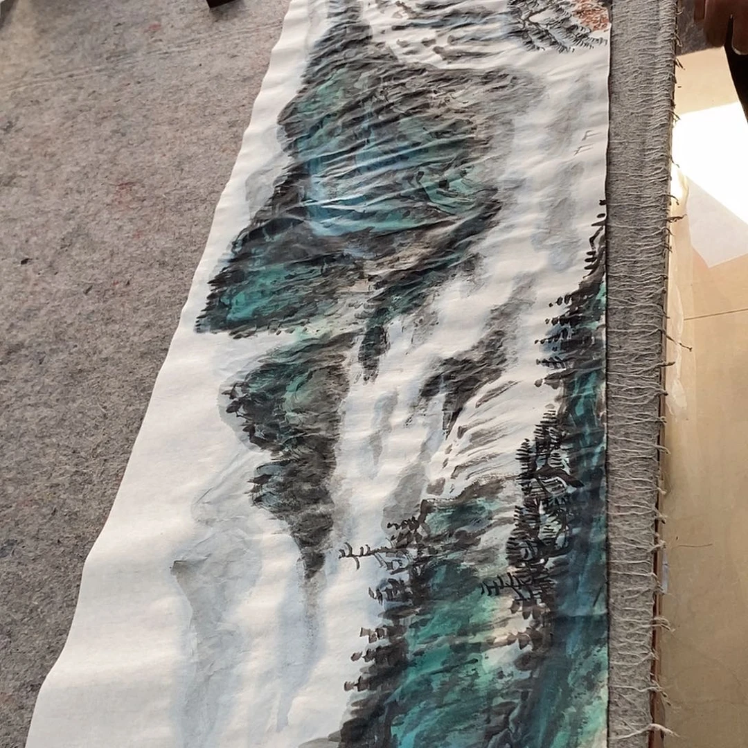 国画四尺对开山水画
