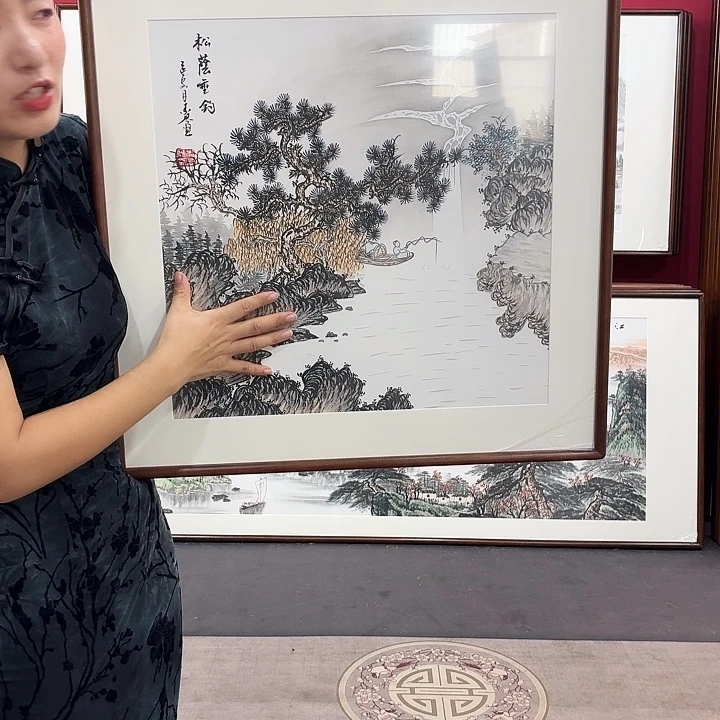 国画手绘带框作品