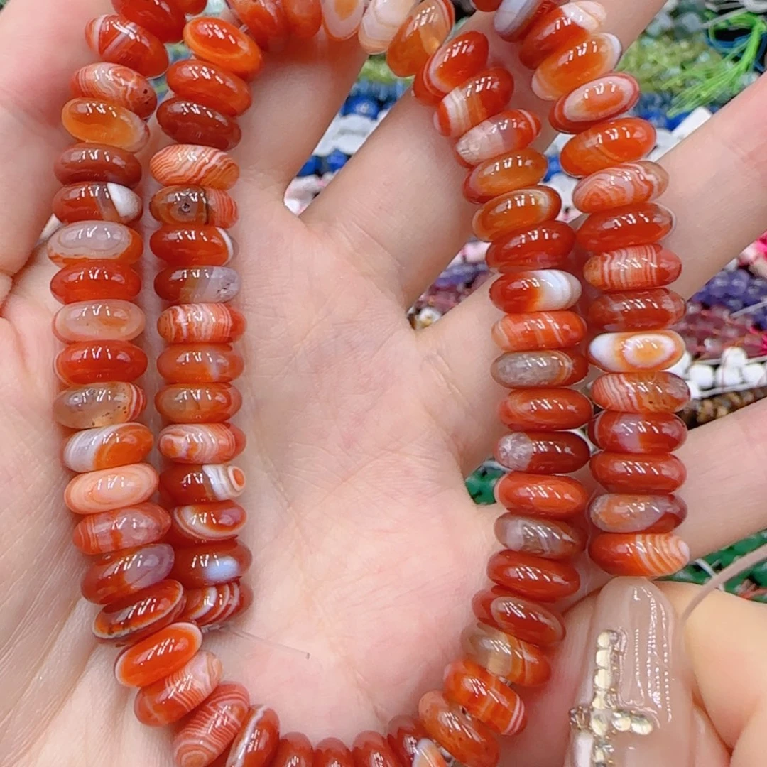 未镶嵌玛瑙/玉髓珠宝半成品缠丝玛瑙算盘一条卡十