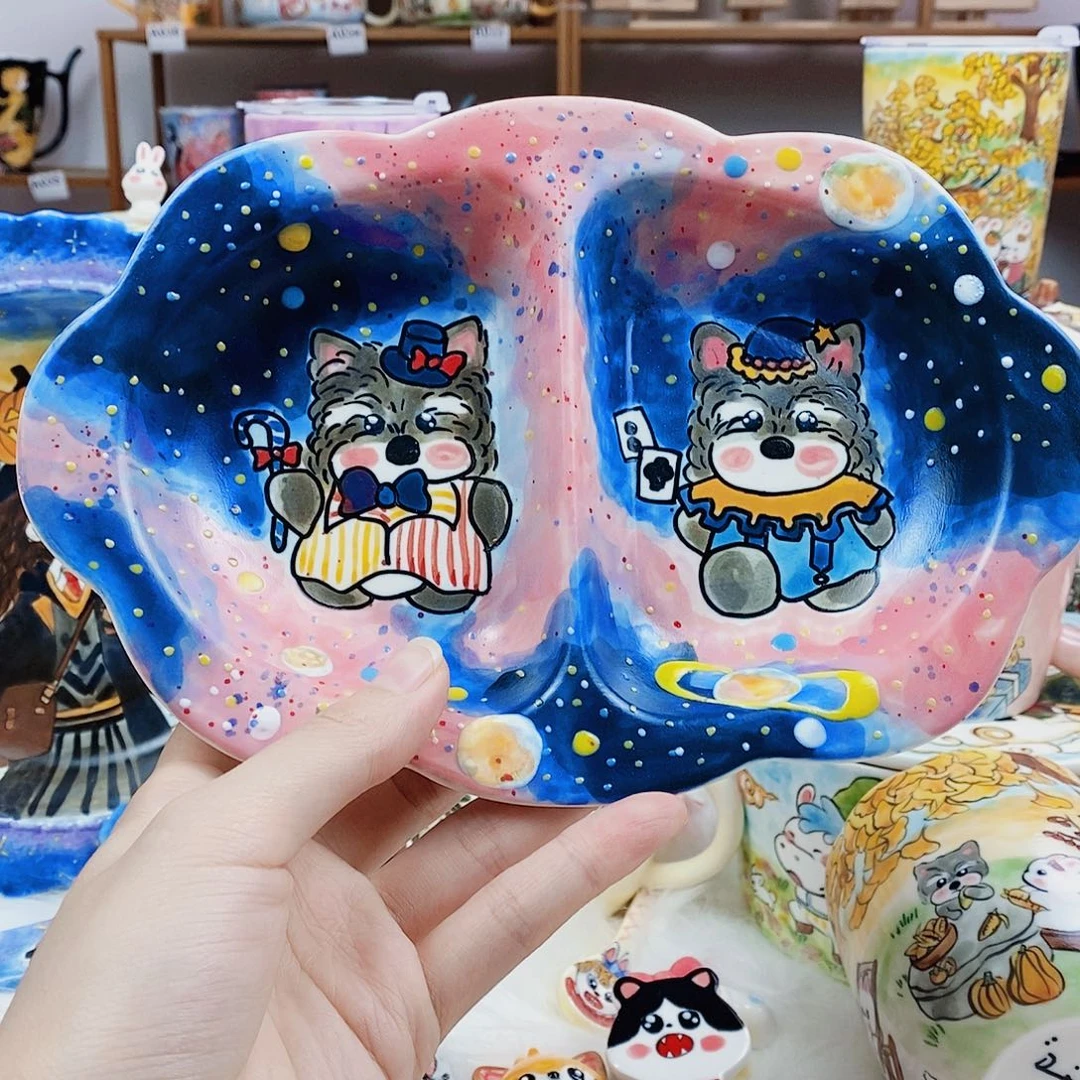 瓷片董董文创手绘陶瓷