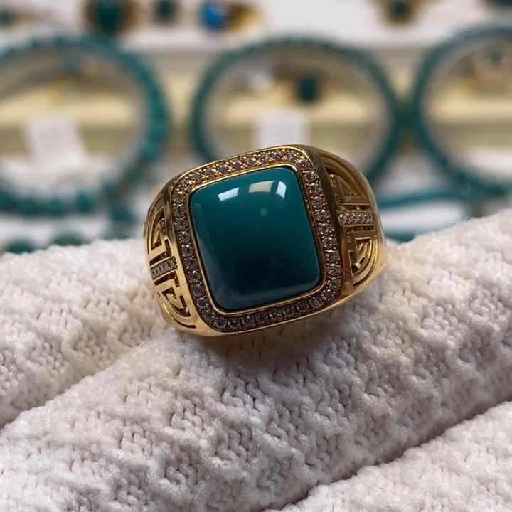 绿松石珠宝奇石18K金镶嵌AA202