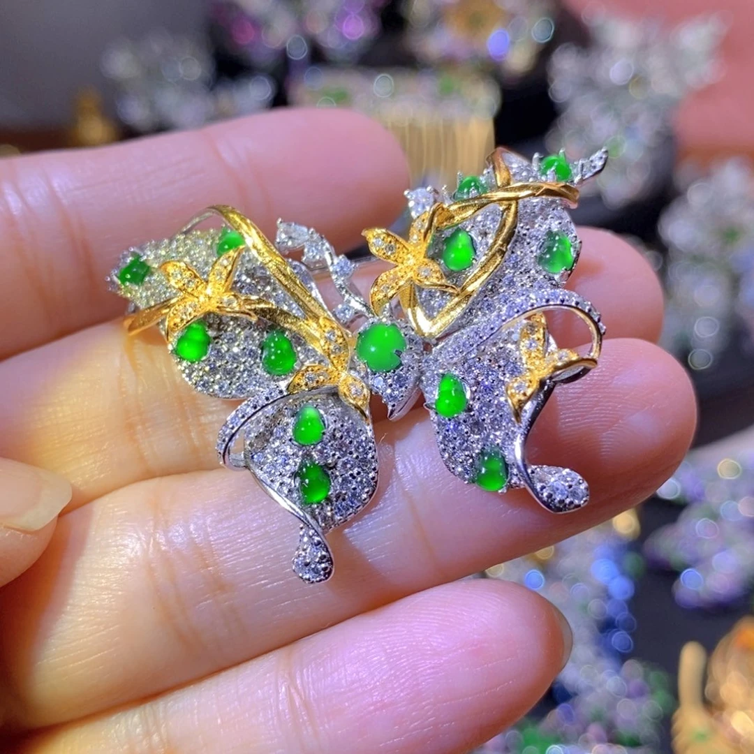 吊坠(不含链)银S925镶嵌翡翠