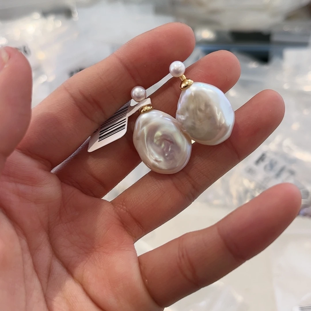 淡水珍珠耳饰合金