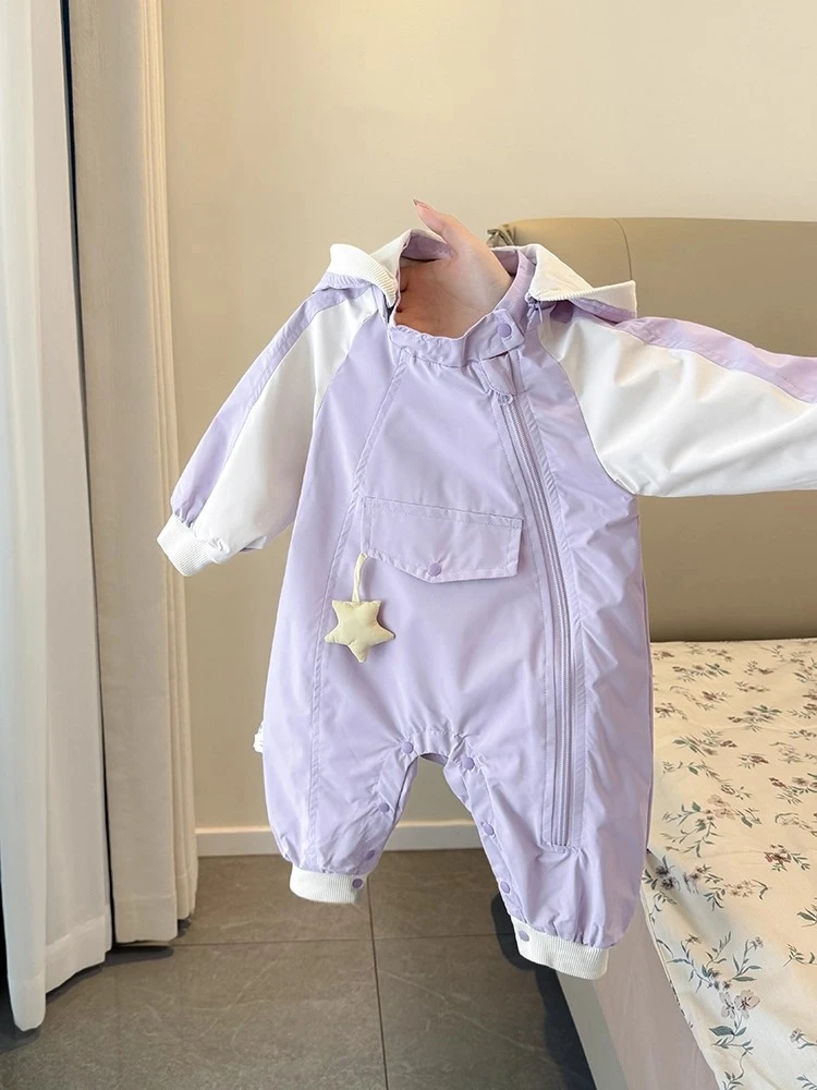 婴儿冲锋衣宝宝衣服外出服爬服超萌春秋新款婴幼儿连体衣哈衣外套