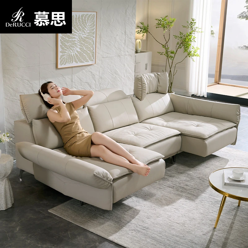 慕思集团旗下艾慕沙发电动功能真皮沙发床客厅简约可伸缩家具221