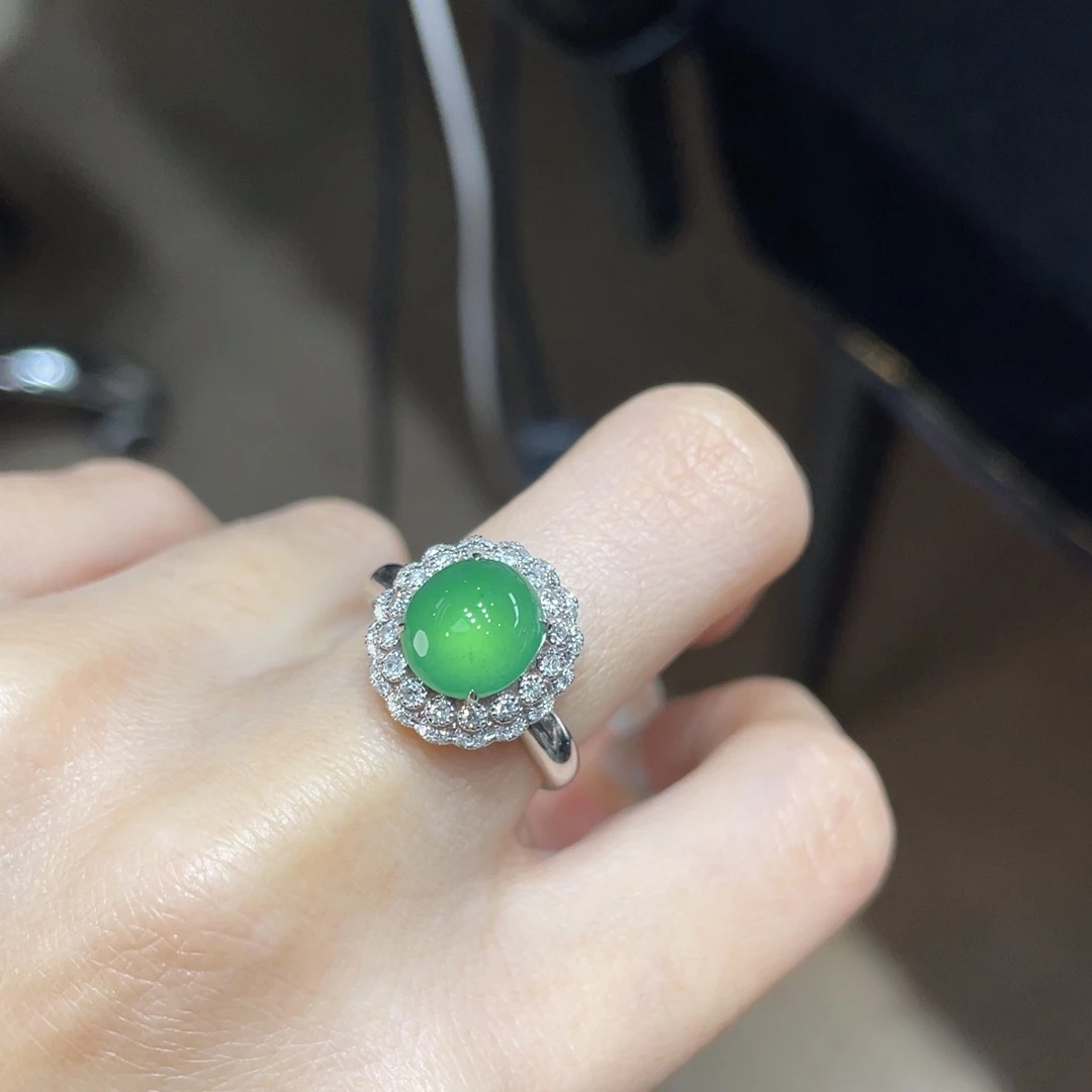 翡翠颈饰18K金镶嵌天然缅甸翡翠a货