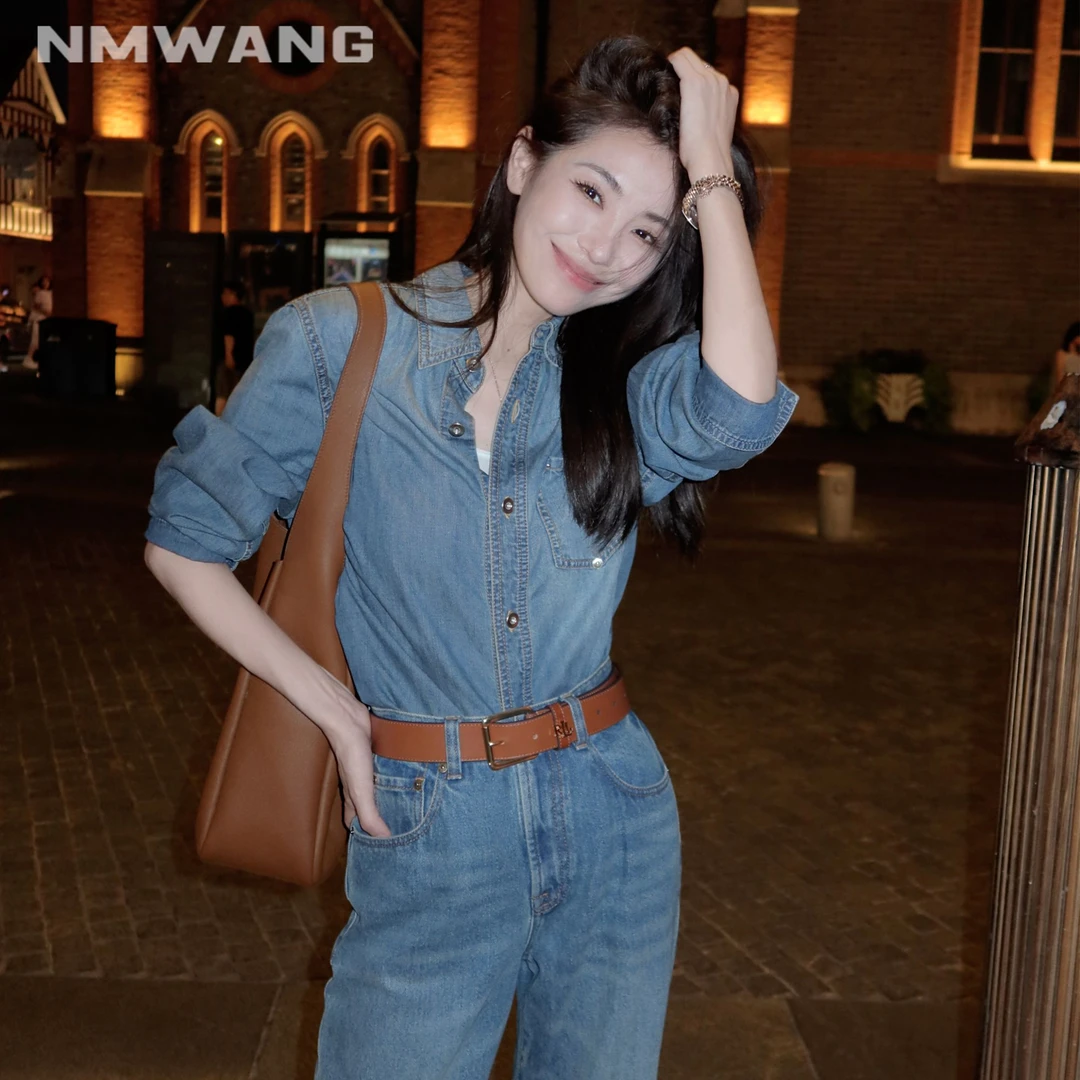 【玫瑰专属】NMWANG牛魔王XH5A149琉璃蓝云感牛仔衬衫