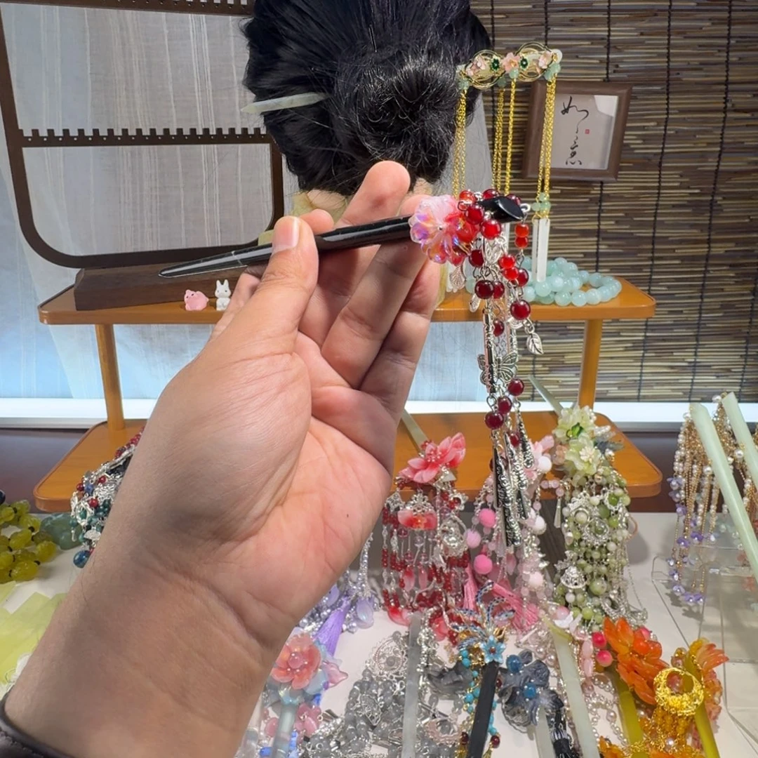 蛇纹石玉合金发饰