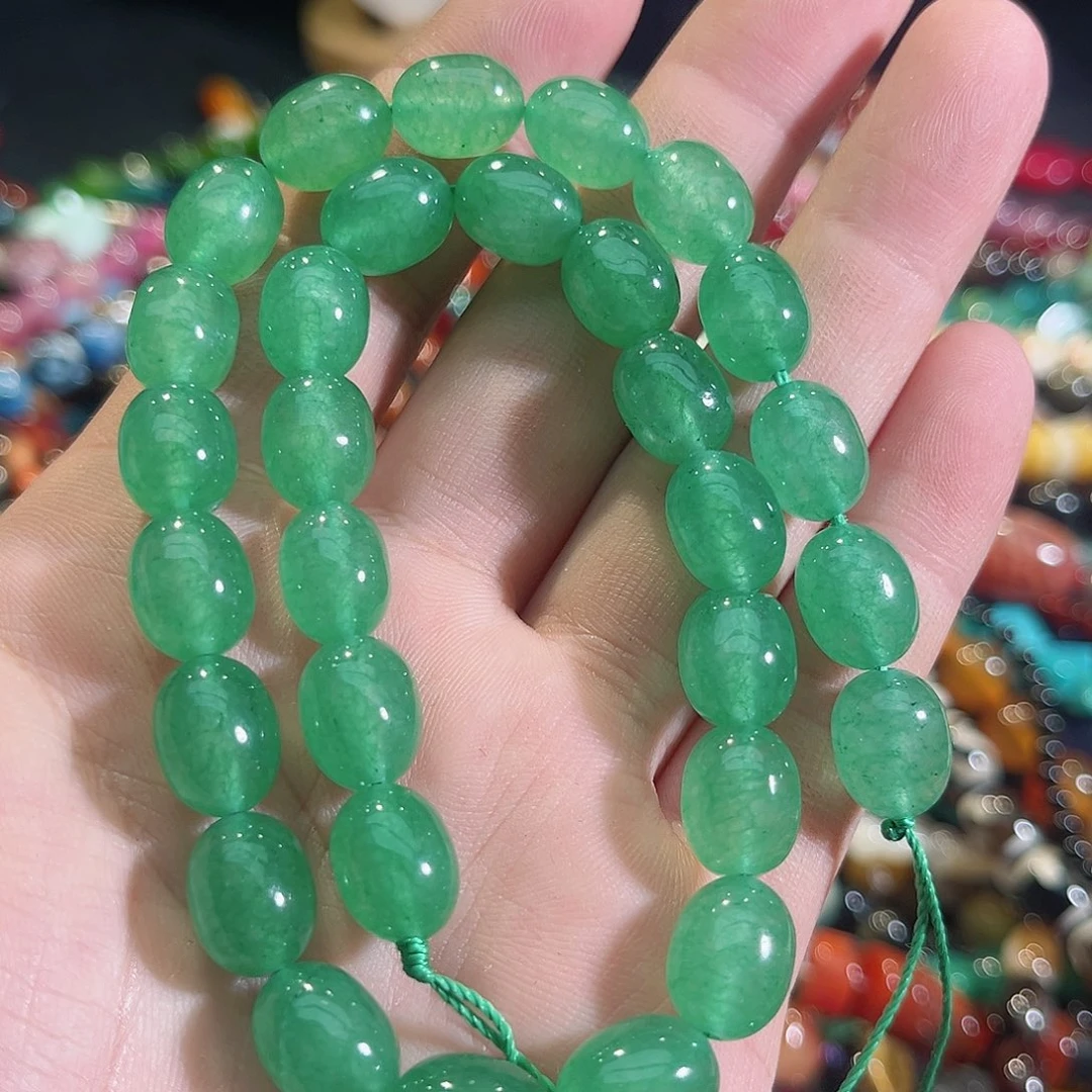 玛瑙/玉髓未镶嵌珠宝半成品绿玉髓土豆9x11mm