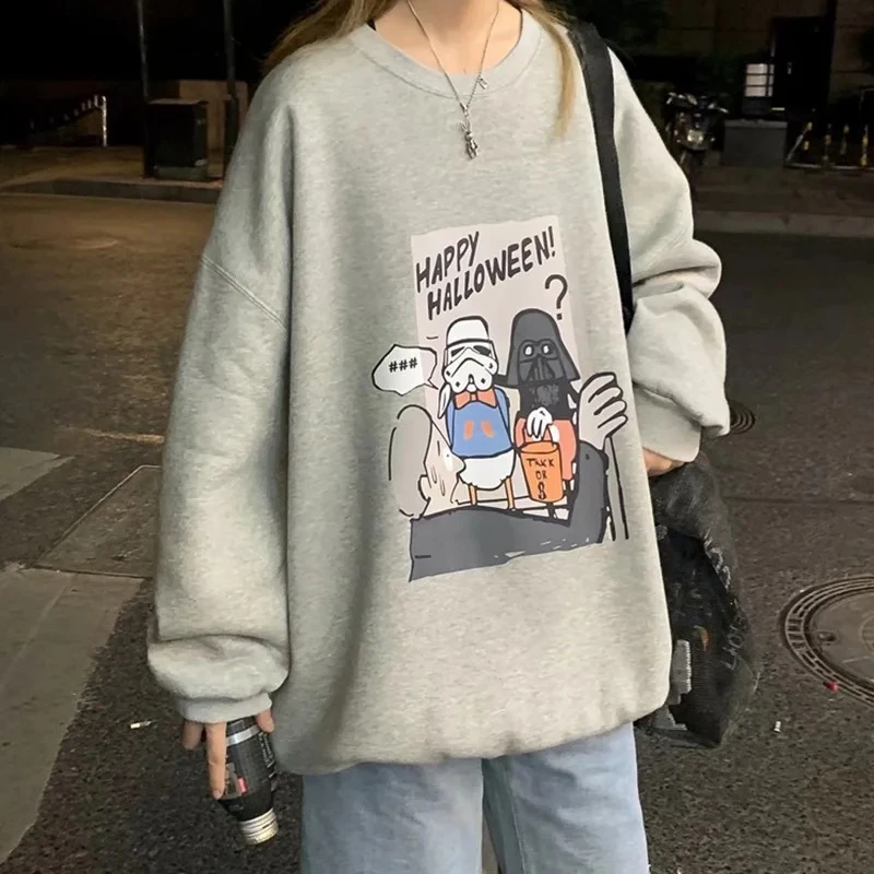 情侣卫衣新款2023潮牌上衣圆领潮流宽松ins男春秋季外套韩版薄款