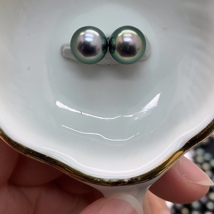 海水珍珠裸珠大溪地9+对珠～静