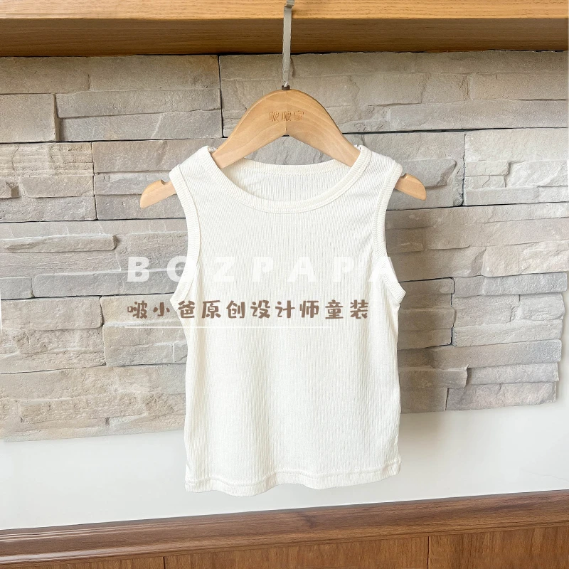 【现货】夏日海盐啵啵冻坑条背心25夏季新款儿童打底无袖韩版上衣