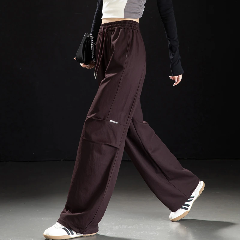 打褶工装裤女酷飒风小个子窄版直筒裤女2025新款休闲裤阔腿裤长裤