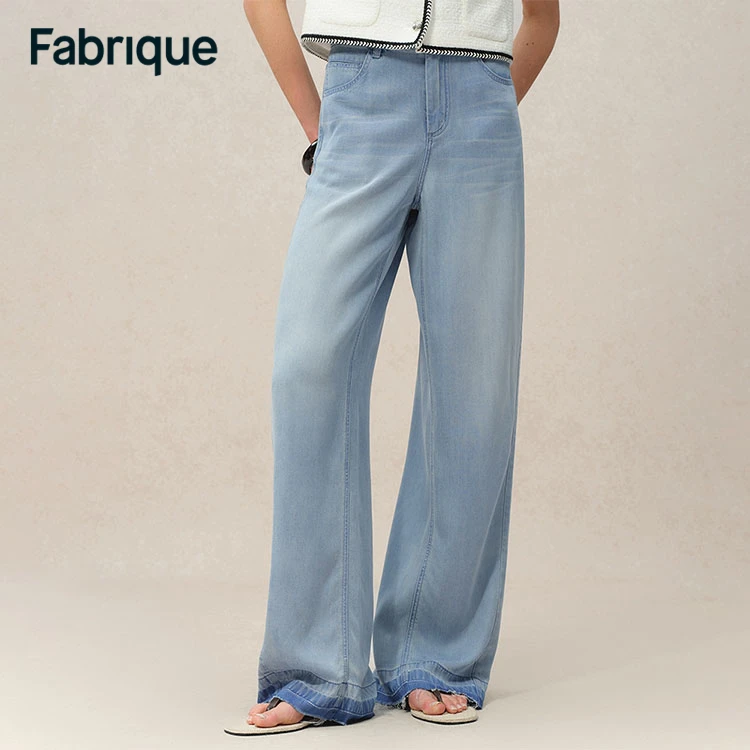 【Fabrique】 Echo 新款浅蓝醋酸莱赛尔薄款时尚舒适牛仔阔腿裤