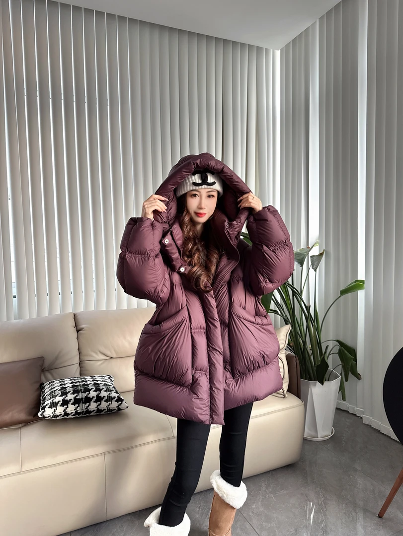 2024软泡芙90绒白鸭绒冬季宽松连帽时尚韩版加厚短款保暖羽绒服