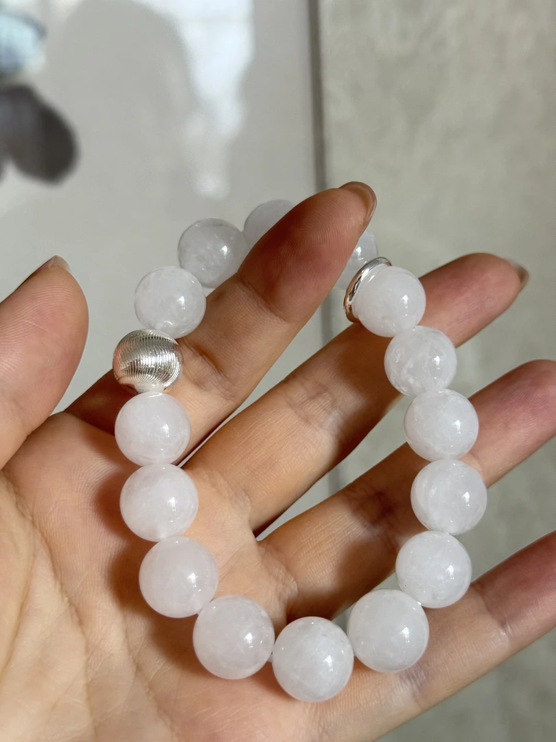 石英石手链 白阿塞高端轻奢设计款多样性叠戴手串12MM