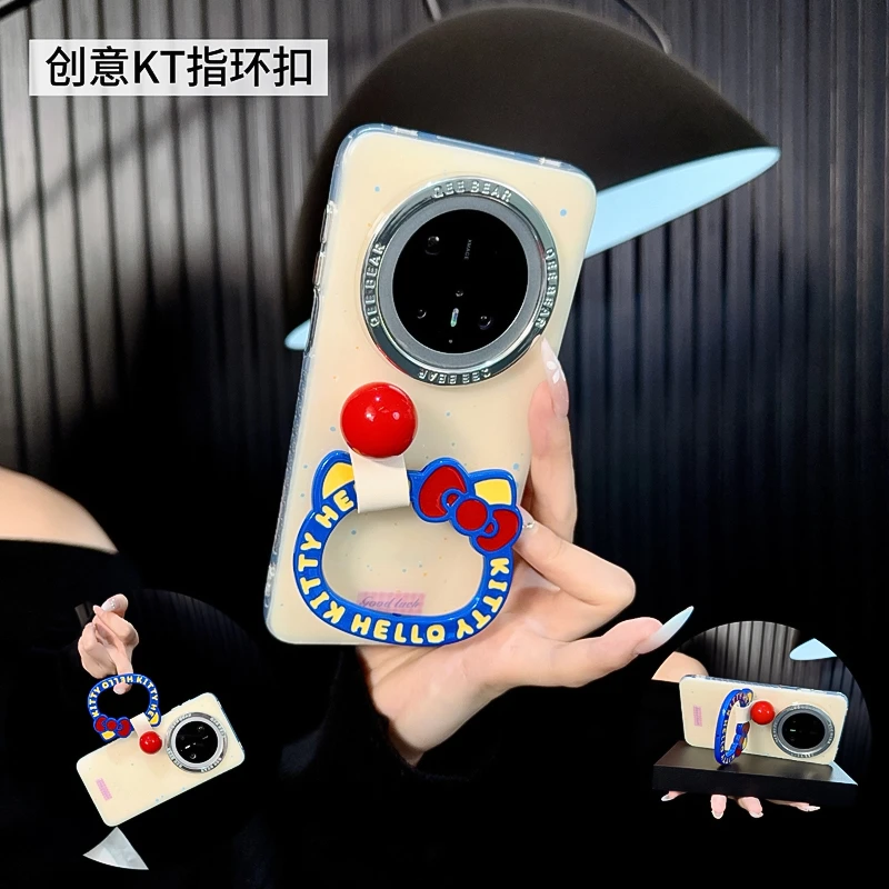 适用华为mate70pro手机壳新款mate70套huawei泼墨kt猫指环圈女款+