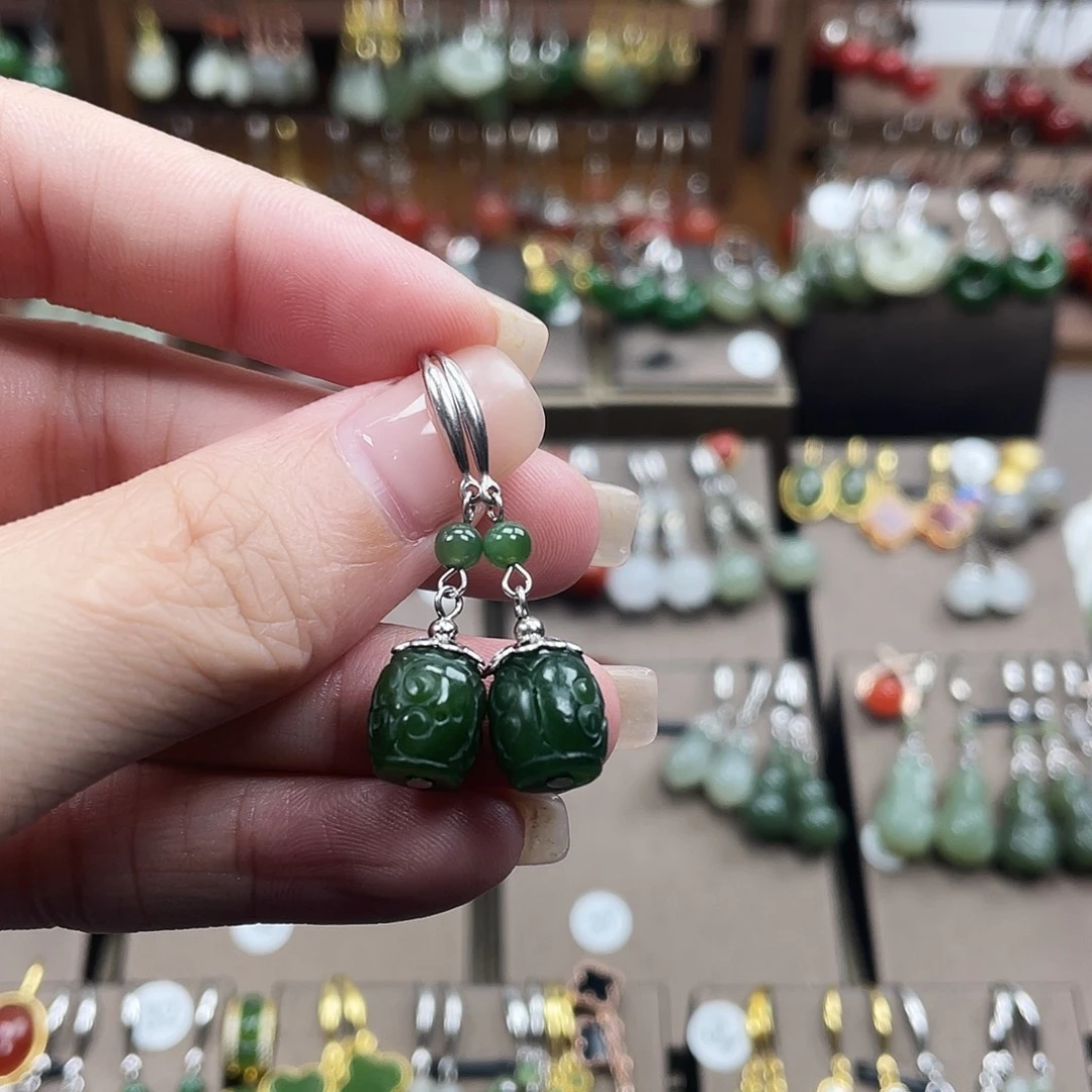 玛瑙/玉髓银S925镶嵌耳饰