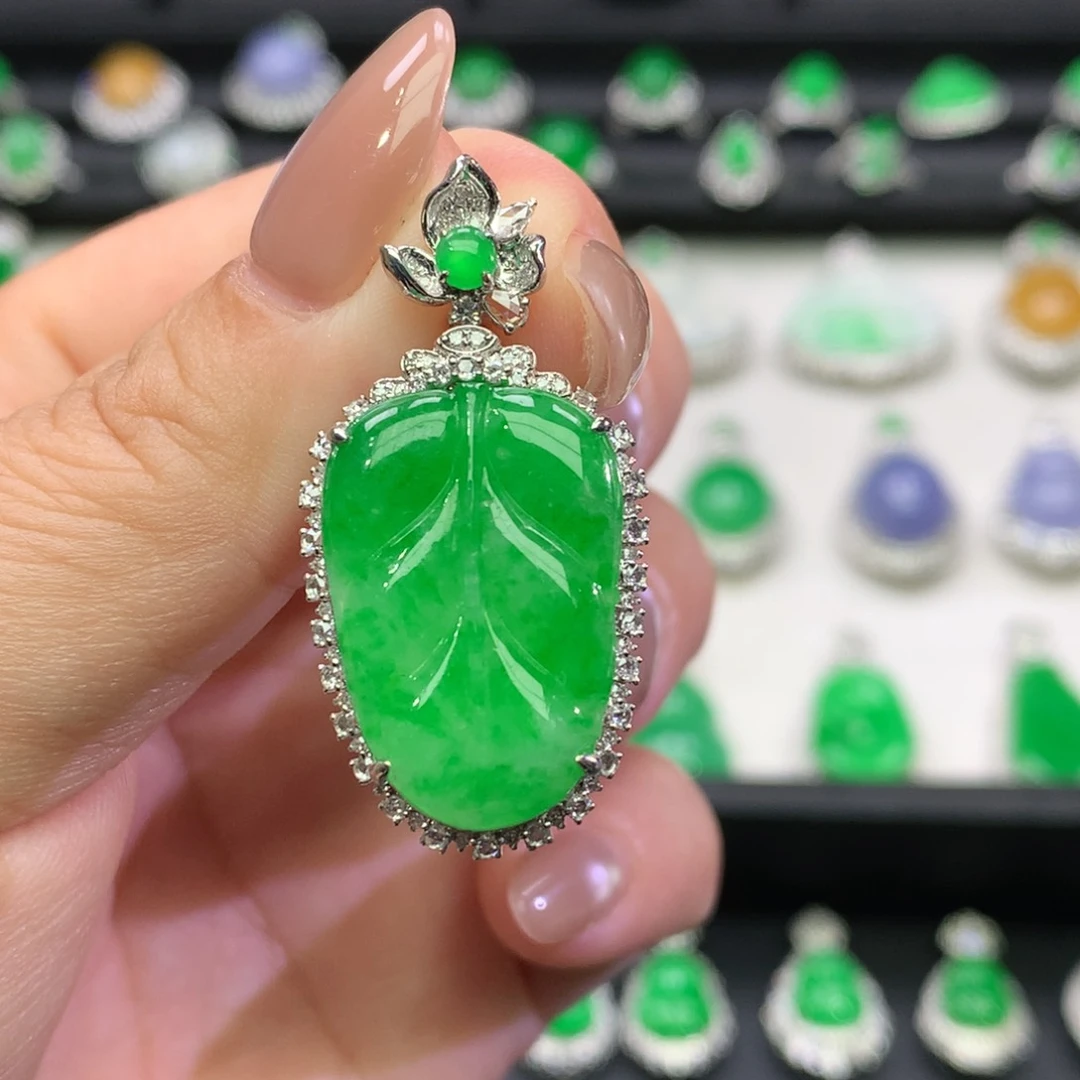 翡翠18K金镶嵌吊坠(不含链)