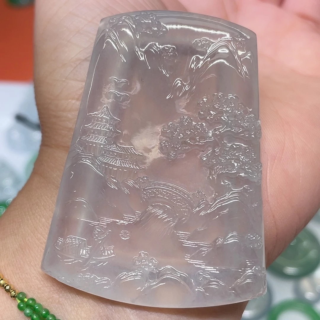 颈饰未镶嵌翡翠山水牌