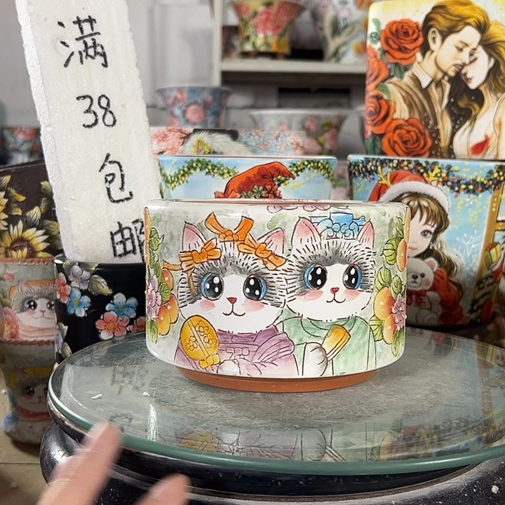 景德镇手绘花盆性价比超高的直播间