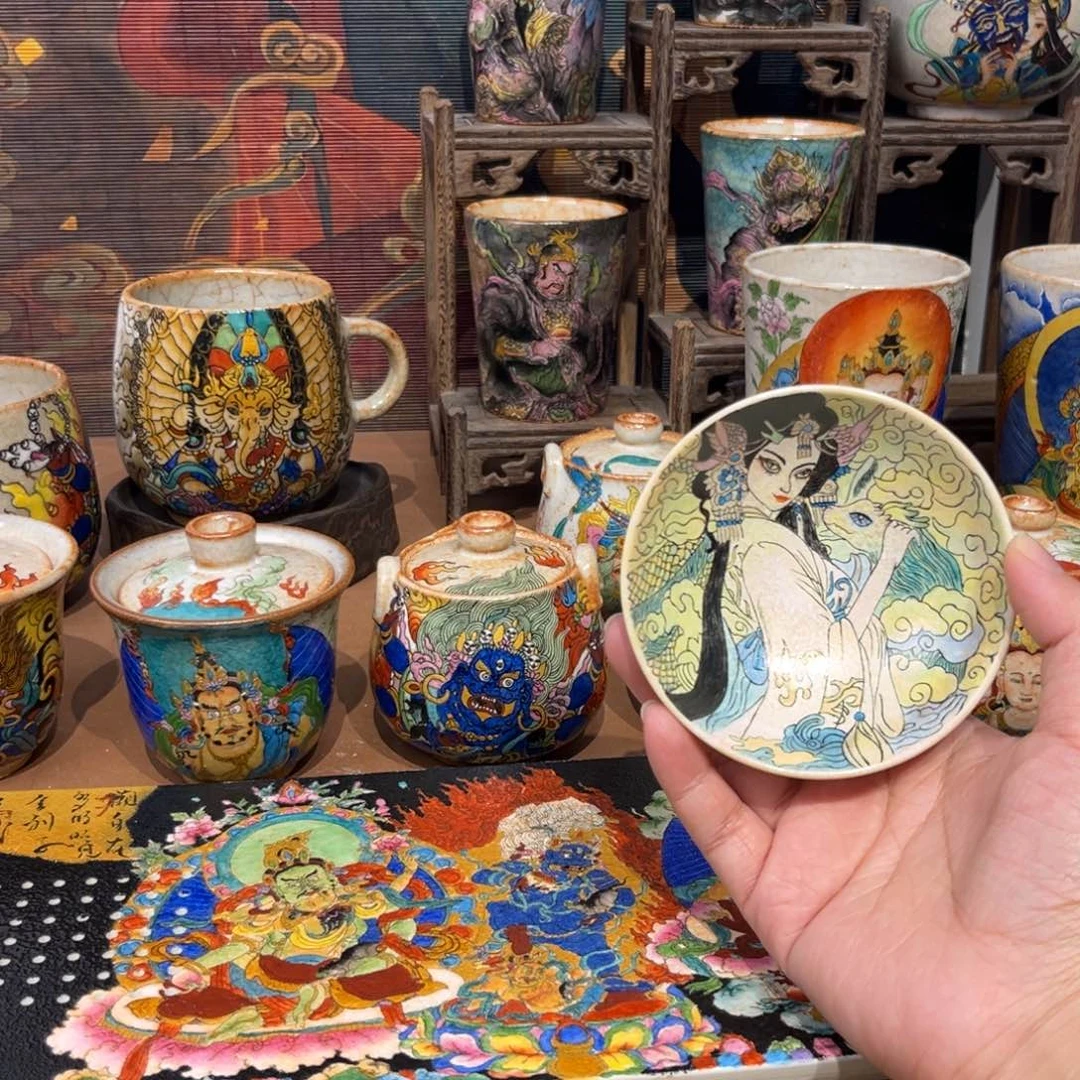 手工手绘小龙女茶杯
