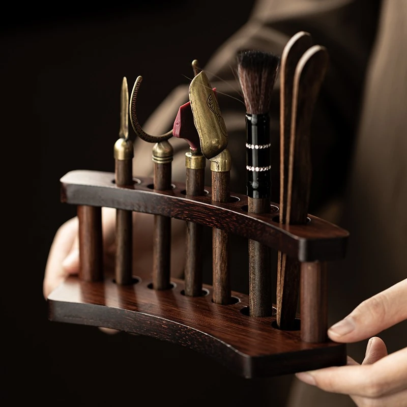 实木茶道六君子套装功夫茶具配件用品大全茶台盘泡茶工具茶刮整套