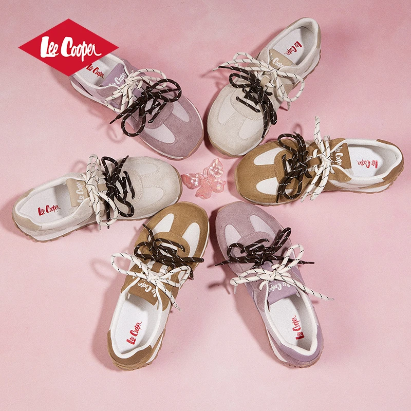 LEE COOPER新款女子休闲小板鞋复古德训鞋百搭运动透气休闲阿甘鞋