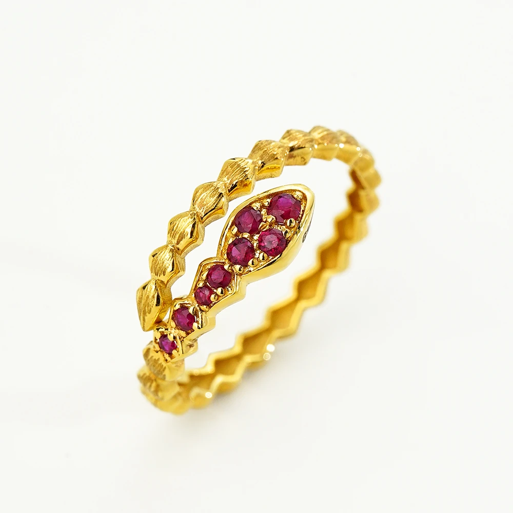 18K金红宝石蛇戒圈44415