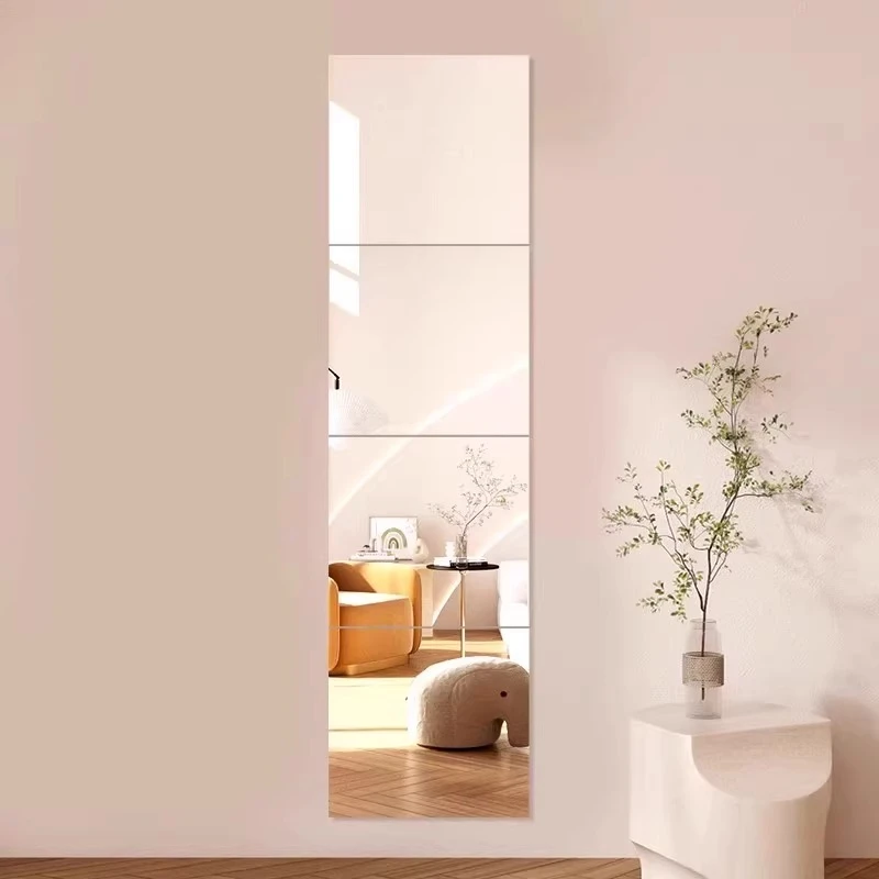 拼接穿衣镜家用贴墙自粘免打孔卧室宿舍试衣化妆玻璃全身镜面贴片