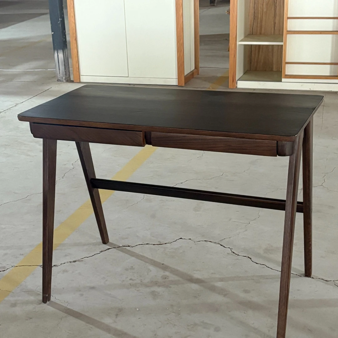 胡桃色书房简约双抽书桌家用写字台全实木橡木红橡美式（无售后）