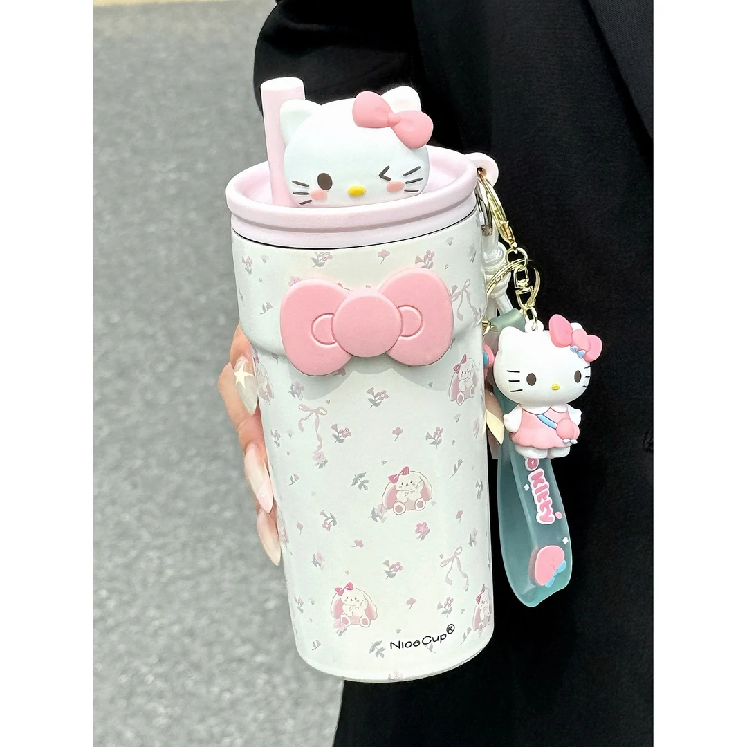 可爱保温杯女生高颜值吸管水杯咖啡杯带茶隔学生泡茶杯子