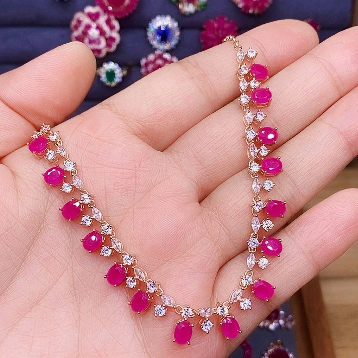 颈饰红宝石银S925镶嵌