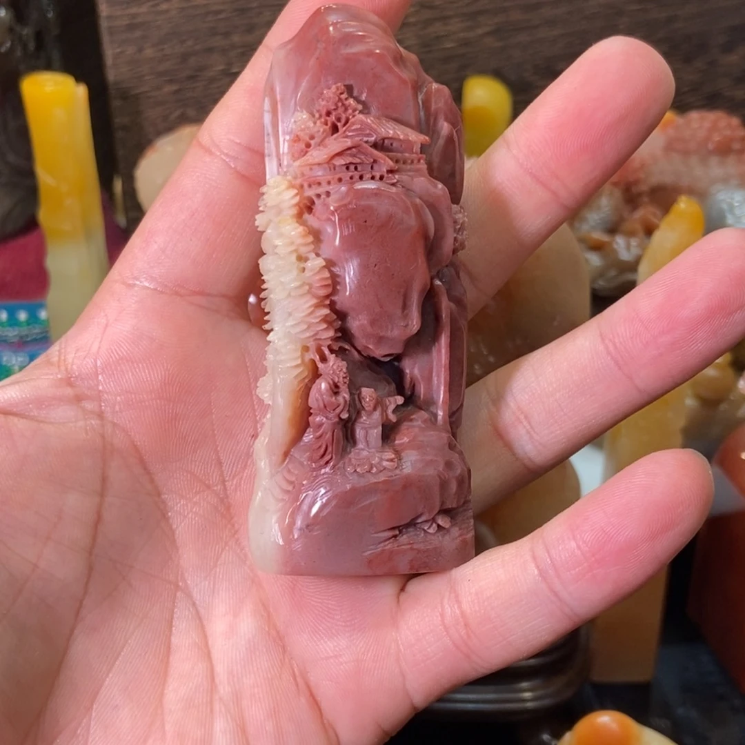 寿山石印石山水椭圆章